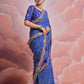 Rajwada Blue Printed Georgette Saree With Unstitched Blouse For Women