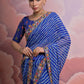 Rajwada Blue Printed Georgette Saree With Unstitched Blouse For Women
