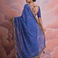 Rajwada Blue Printed Georgette Saree With Unstitched Blouse For Women