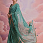 Rajwada Green Printed Georgette Saree With Unstitched Blouse For Women