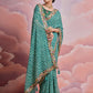 Rajwada Green Printed Georgette Saree With Unstitched Blouse For Women
