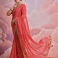 Rajwada Pink Printed Georgette Saree With Unstitched Blouse For Women
