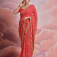Rajwada Pink Printed Georgette Saree With Unstitched Blouse For Women