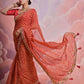 Rajwada Orange Printed Georgette Saree With Unstitched Blouse For Women