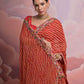 Rajwada Orange Printed Georgette Saree With Unstitched Blouse For Women