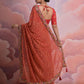Rajwada Orange Printed Georgette Saree With Unstitched Blouse For Women