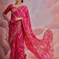 Rajwada Pink Printed Georgette Saree With Unstitched Blouse For Women
