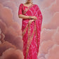 Rajwada Pink Printed Georgette Saree With Unstitched Blouse For Women