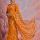 Rajwada Orange Printed Georgette Saree With Unstitched Blouse For Women