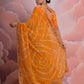 Rajwada Orange Printed Georgette Saree With Unstitched Blouse For Women