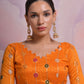 Rajwada Orange Printed Georgette Saree With Unstitched Blouse For Women