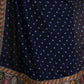 Rajwada Navy Blue Printed Georgette Saree With Unstitched Blouse For Women