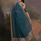 Rajwada Teal Printed Georgette Saree With Unstitched Blouse For Women