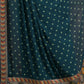 Rajwada Teal Printed Georgette Saree With Unstitched Blouse For Women