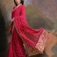Rajwada Pink Printed Georgette Saree With Unstitched Blouse For Women