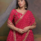 Rajwada Pink Printed Georgette Saree With Unstitched Blouse For Women