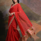 Rajwada Red Printed Georgette Saree With Unstitched Blouse For Women