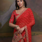 Rajwada Red Printed Georgette Saree With Unstitched Blouse For Women