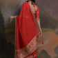Rajwada Red Printed Georgette Saree With Unstitched Blouse For Women