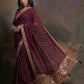 Rajwada Wine Printed Georgette Saree With Unstitched Blouse For Women