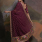 Rajwada Wine Printed Georgette Saree With Unstitched Blouse For Women