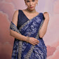 Rajwada Blue Printed Georgette Saree With Unstitched Blouse For Women