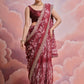 Rajwada Maroon Printed Georgette  Saree With Unstitched Blouse For Women