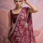 Rajwada Maroon Printed Georgette  Saree With Unstitched Blouse For Women