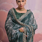 Rajwada Green Printed Georgette  Saree With Unstitched Blouse For Women