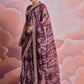 Rajwada Wine Printed Georgette  Saree With Unstitched Blouse For Women