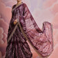 Rajwada Wine Printed Georgette  Saree With Unstitched Blouse For Women