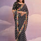 Rajwada Black Printed Georgette Saree With Unstitched Blouse For Women