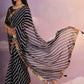 Rajwada Black Printed Georgette Saree With Unstitched Blouse For Women