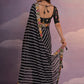 Rajwada Black Printed Georgette Saree With Unstitched Blouse For Women