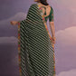 Rajwada Green Printed Georgette Saree With Unstitched Blouse For Women