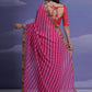 Rajwada Pink Printed Georgette Saree With Unstitched Blouse For Women