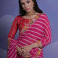 Rajwada Pink Printed Georgette Saree With Unstitched Blouse For Women