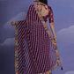 Rajwada Wine Printed Georgette Saree With Unstitched Blouse For Women