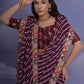 Rajwada Wine Printed Georgette Saree With Unstitched Blouse For Women