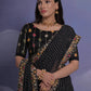 Rajwada Black Printed Georgette Saree With Unstitched Blouse For Women