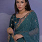 Rajwada Teal Printed Georgette Saree With Unstitched Blouse For Women