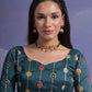 Rajwada Teal Printed Georgette Saree With Unstitched Blouse For Women