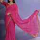 Rajwada Pink Printed Georgette Saree With Unstitched Blouse For Women