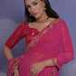 Rajwada Pink Printed Georgette Saree With Unstitched Blouse For Women