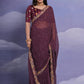 Rajwada Wine Printed Georgette Saree With Unstitched Blouse For Women