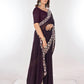 Rajwada Wine Embroidered Georgette Saree With Unstitched Blouse For Women