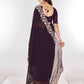 Rajwada Wine Embroidered Georgette Saree With Unstitched Blouse For Women