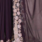 Rajwada Wine Embroidered Georgette Saree With Unstitched Blouse For Women