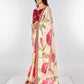 Rajwada Off White Printed Chiffon Saree With Unstitched Blouse For Women