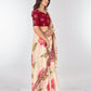 Rajwada Off White Printed Chiffon Saree With Unstitched Blouse For Women